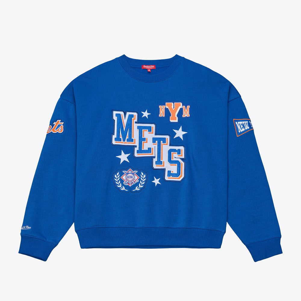 New York Mets Mitchell & Ness Women's Pep Rally Sweatshirt - Royal - Mitchell & Ness Online
