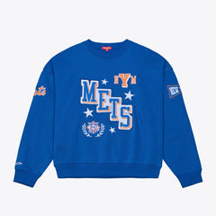 New York Mets Mitchell & Ness Women's Pep Rally Sweatshirt - Royal - Mitchell & Ness Online
