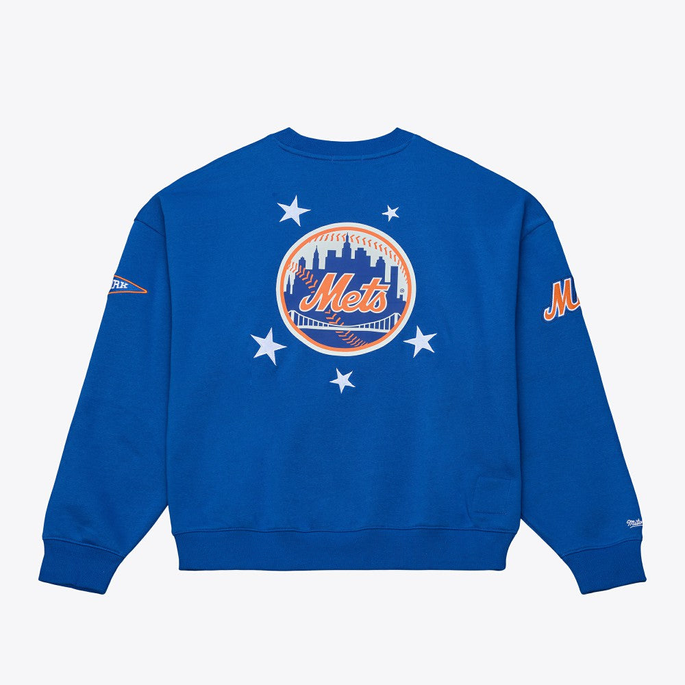 New York Mets Mitchell & Ness Women's Pep Rally Sweatshirt - Royal - Mitchell & Ness Online