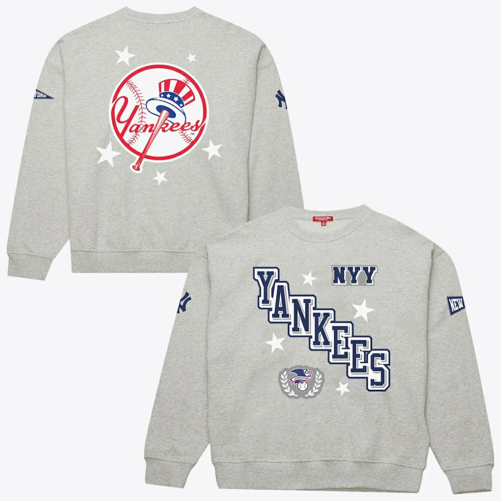 New York Yankees Mitchell & Ness Women's Pep Rally Sweatshirt - Heather Gray - Mitchell & Ness Discount