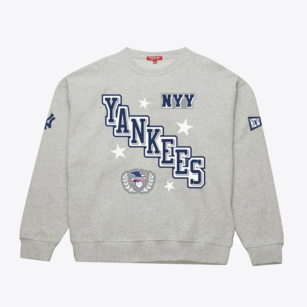 New York Yankees Mitchell & Ness Women's Pep Rally Sweatshirt - Heather Gray - Mitchell & Ness Discount