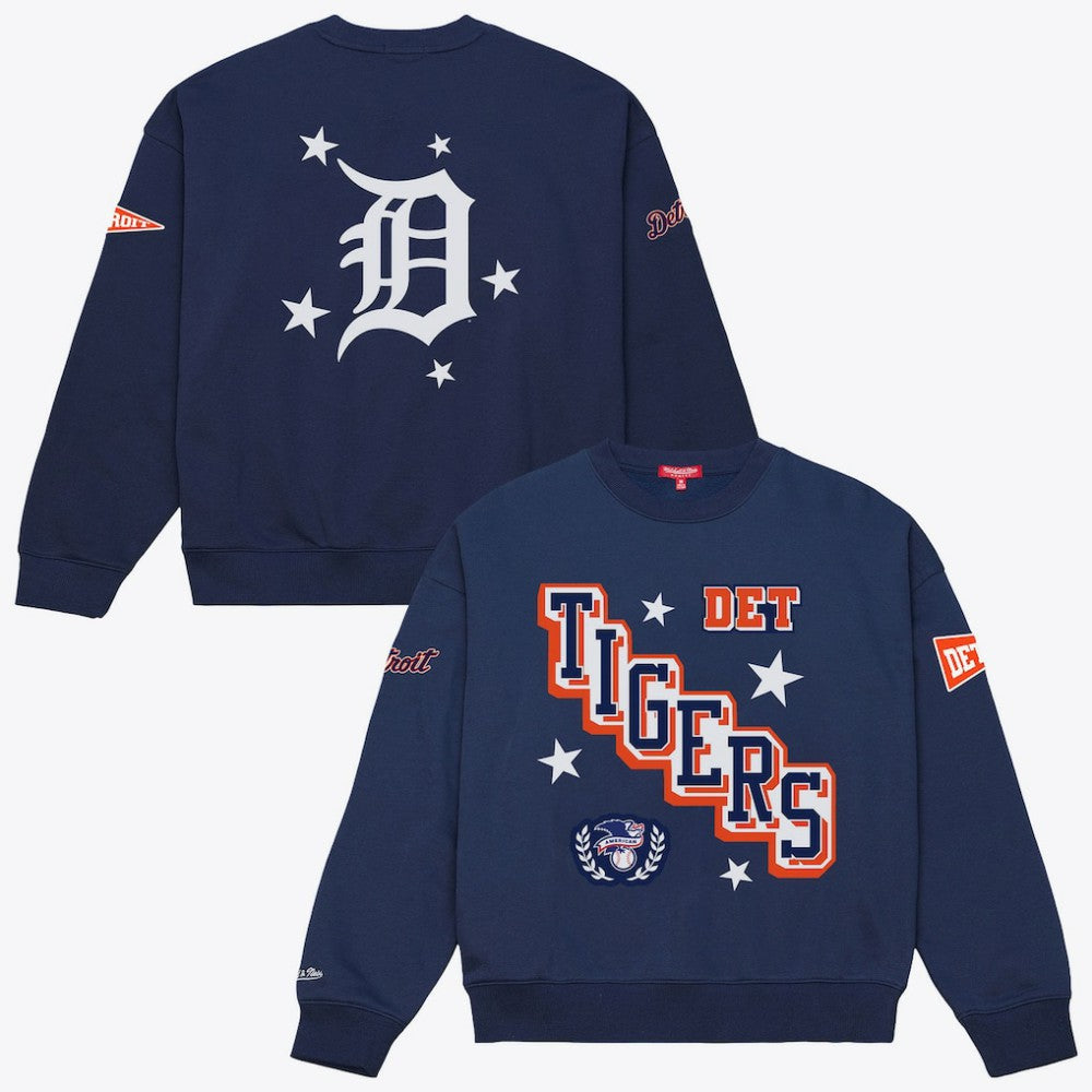 Detroit Tigers Mitchell & Ness Women's Pep Rally Sweatshirt - Navy - Mitchell & Ness on Sale