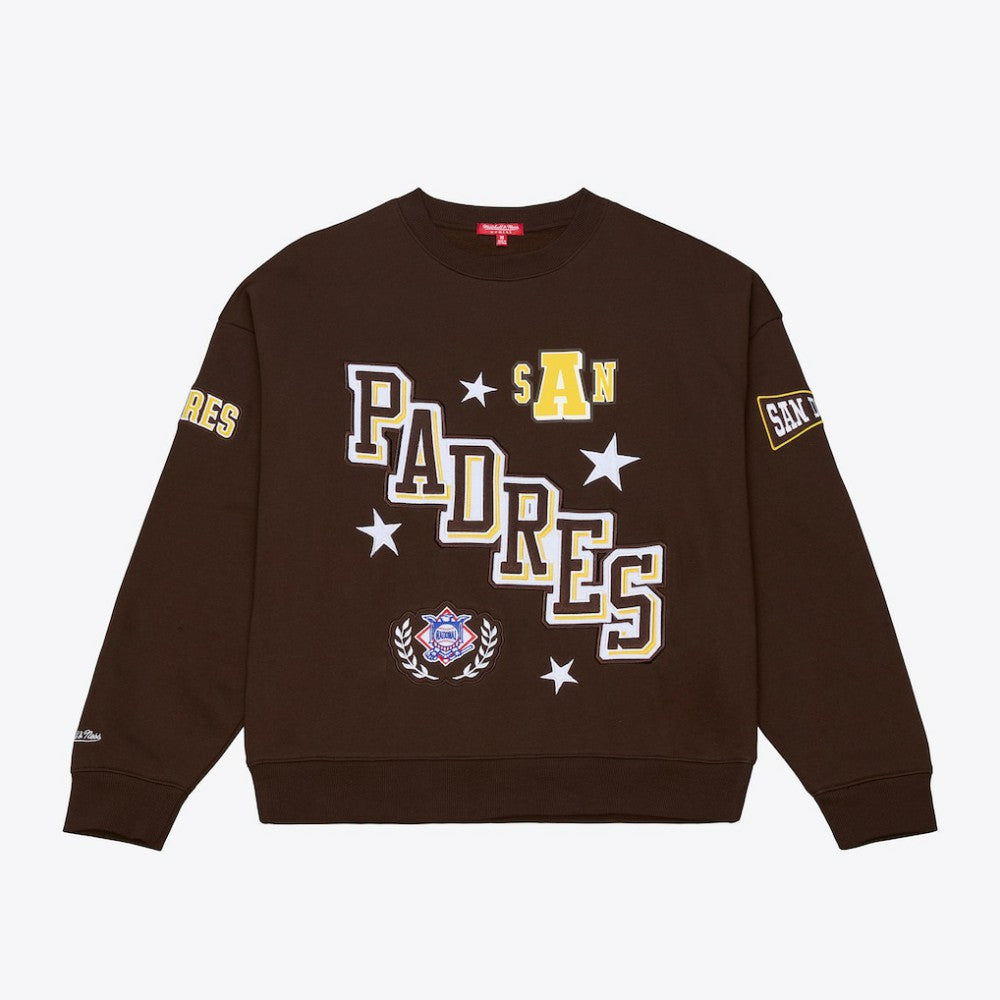 San Diego Padres Mitchell & Ness Women's Pep Rally Sweatshirt - Brown - Mitchell & Ness Sale
