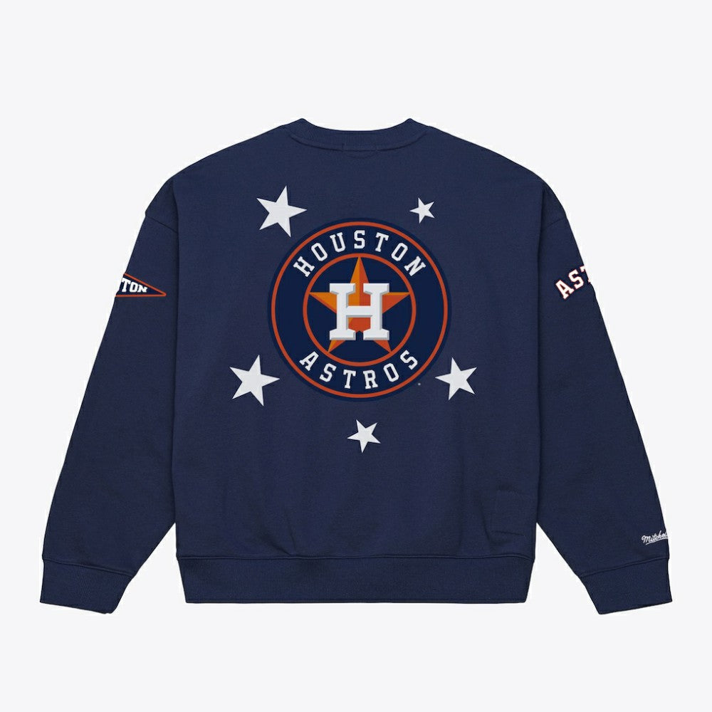 Houston Astros Mitchell & Ness Women's Pep Rally Sweatshirt - Navy - Mitchell & Ness Online