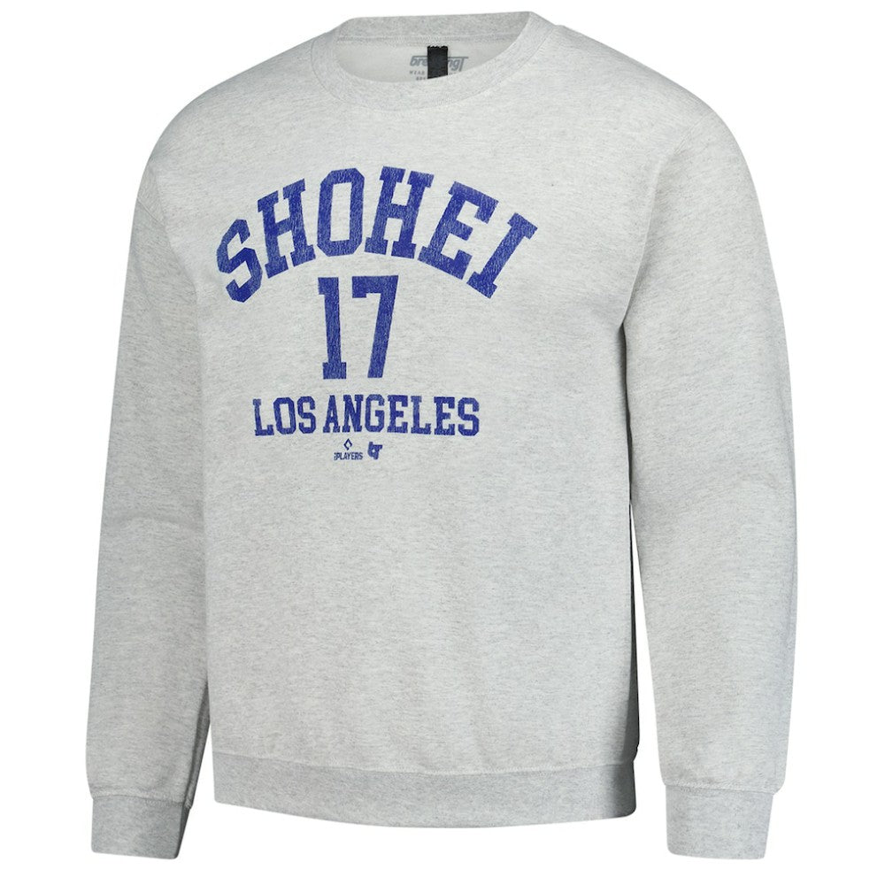 Shohei Ohtani MLBPA BreakingT Unisex Player Name & Number Sweatshirt - Heather Gray - MLB on Sale
