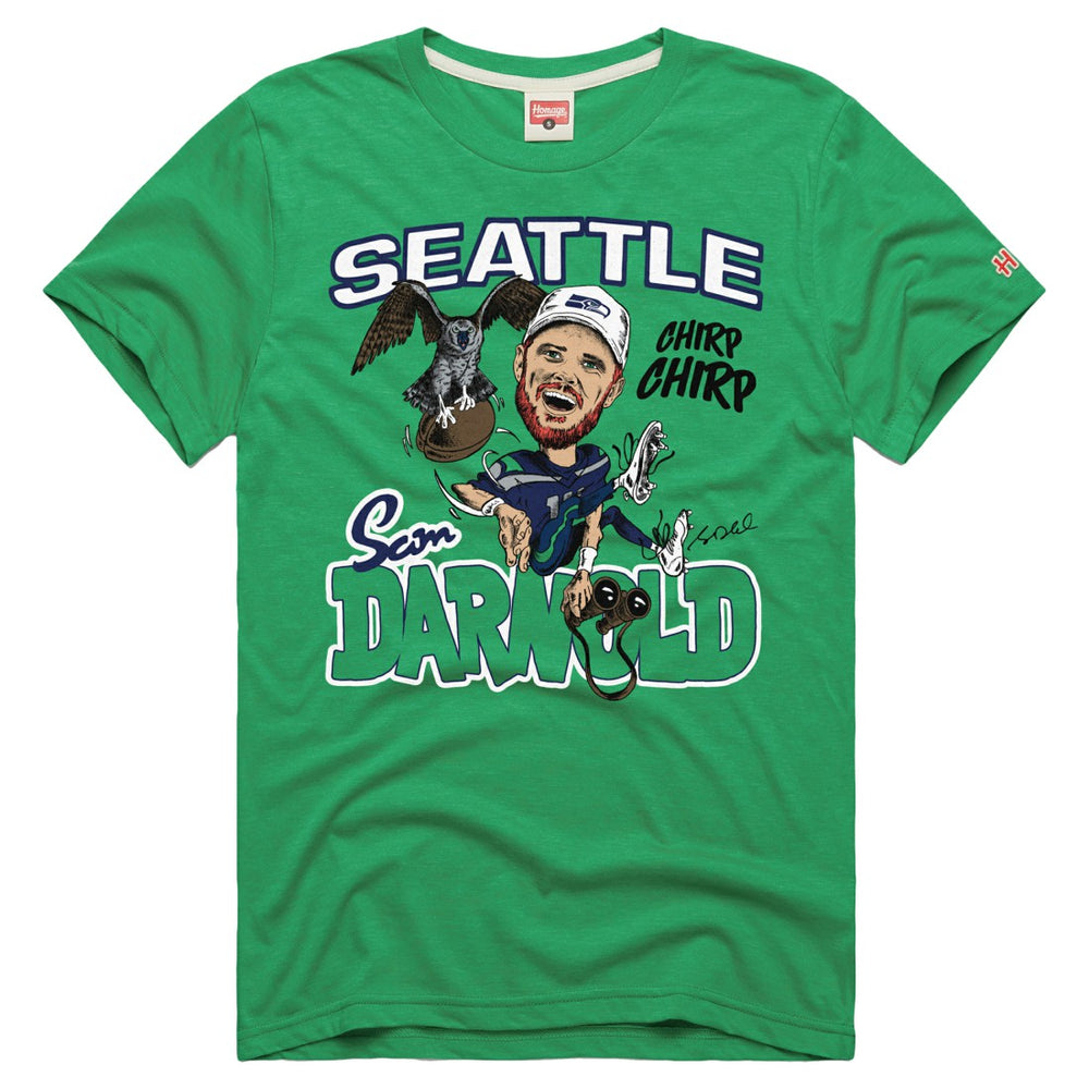 Sam Darnold Seattle Seahawks Homage Unisex Caricature Player Graphic Tri-Blend T-Shirt Neon Green