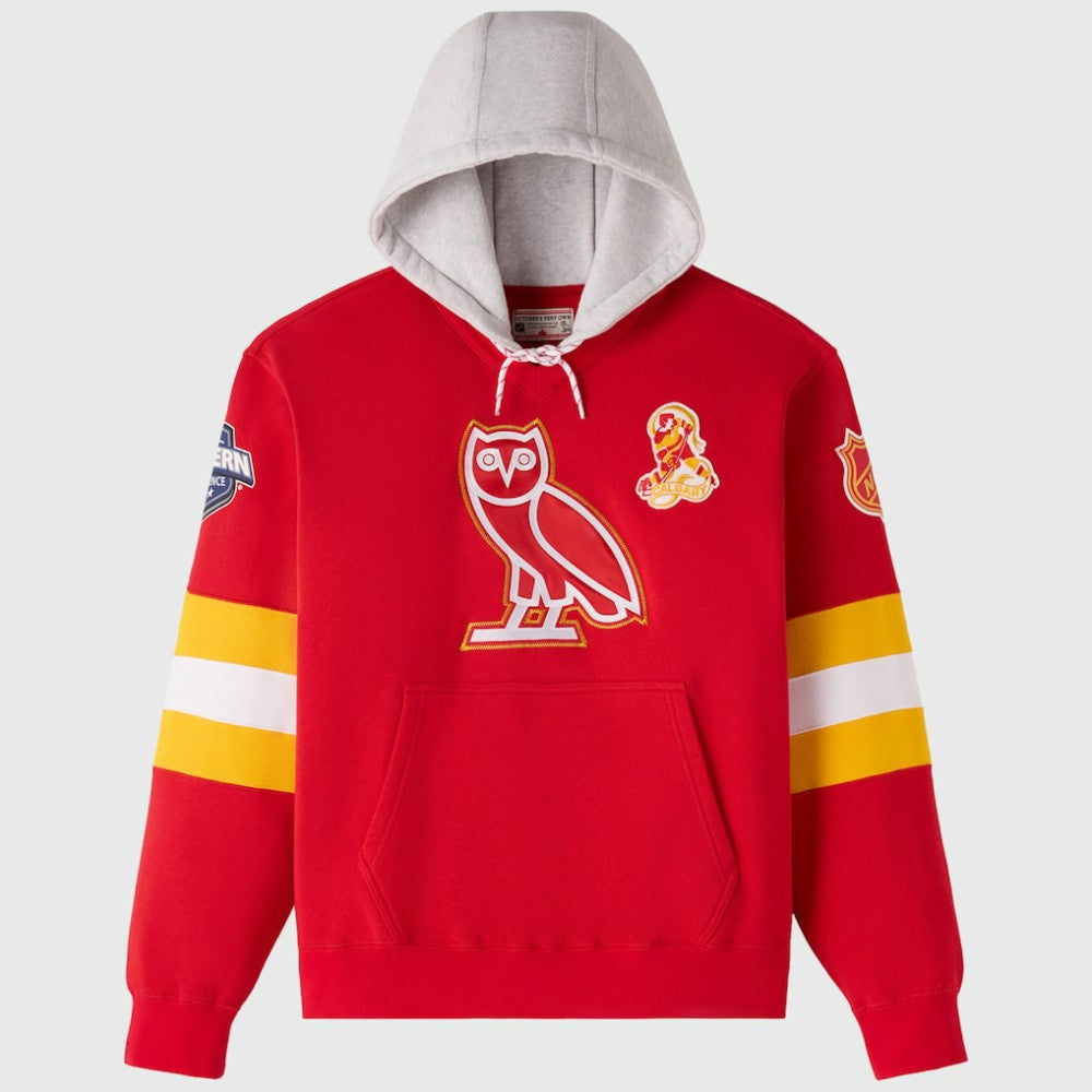 Calgary Flames OVO x NHL Fleece Hoodie - Red - NHL 203514862
