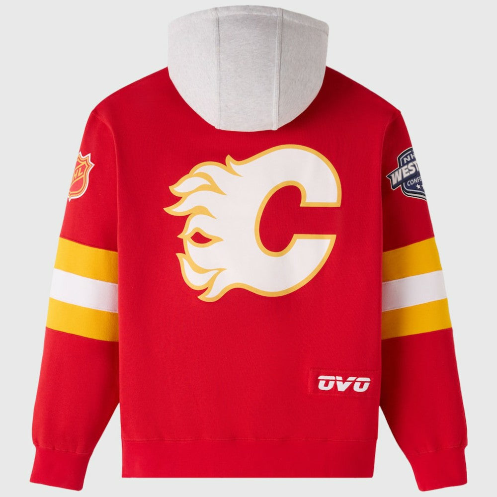 Calgary Flames OVO x NHL Fleece Hoodie - Red - NHL 203514862
