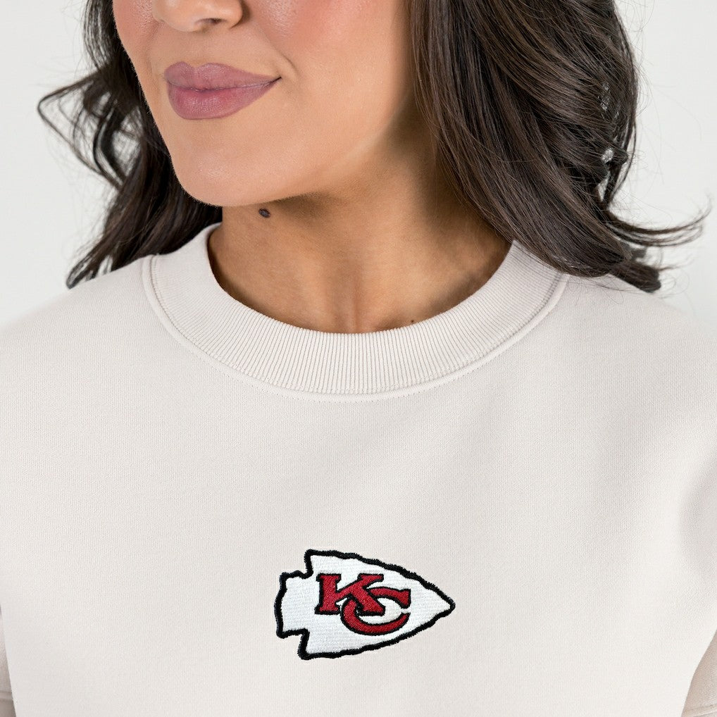 Kansas City Chiefs Gameday Couture Women's Power Move Stadium Premium Drop Shoulder Sweatshirt Natural