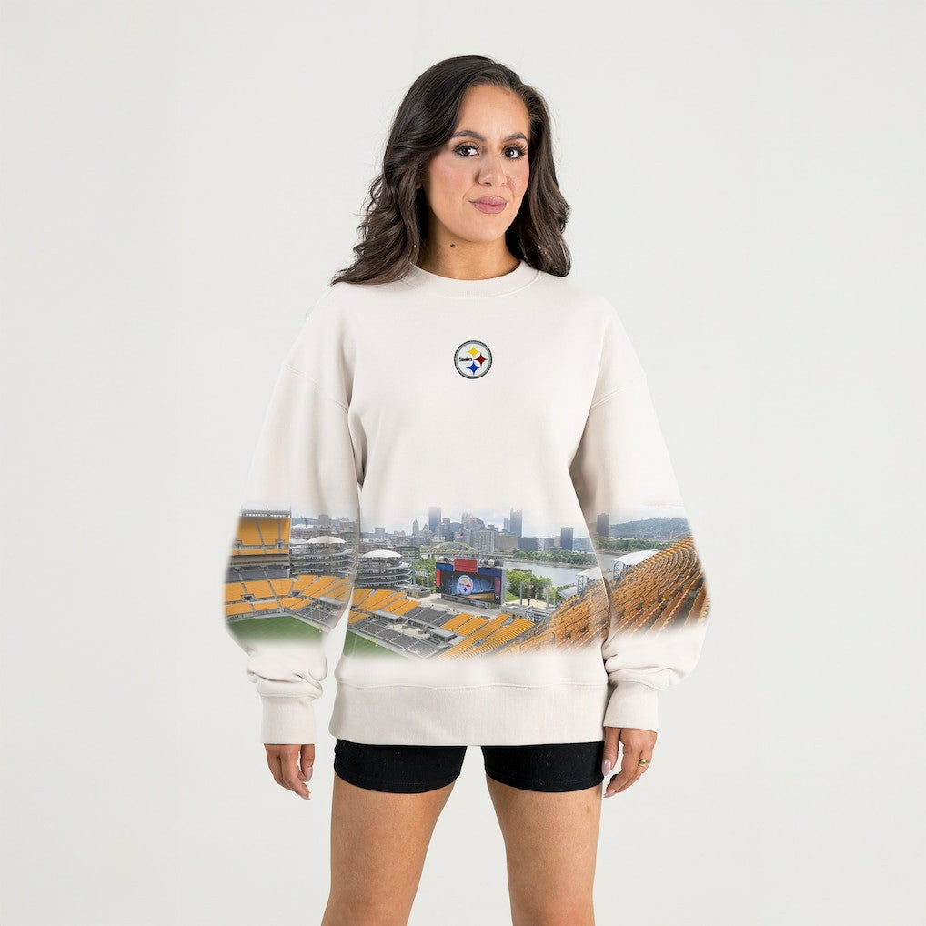 Pittsburgh Steelers Gameday Couture Women's Power Move Stadium Premium Drop Shoulder Sweatshirt Natural