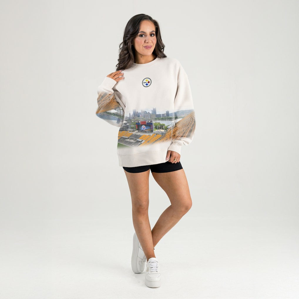 Pittsburgh Steelers Gameday Couture Women's Power Move Stadium Premium Drop Shoulder Sweatshirt Natural