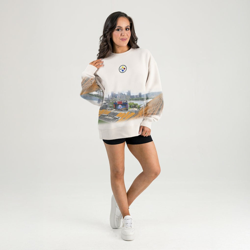Pittsburgh Steelers Gameday Couture Women's Power Move Stadium Premium Drop Shoulder Sweatshirt Natural