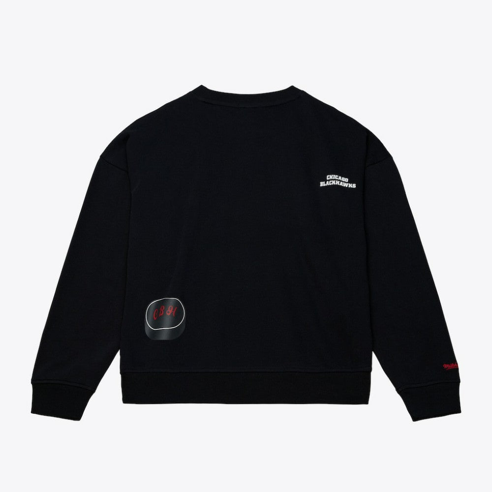 Chicago Blackhawks Mitchell & Ness Women's Crewneck Sweatshirt - Black - NHL 203517455