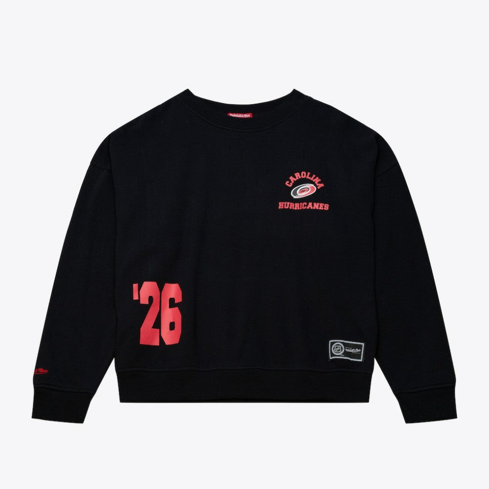 Carolina Hurricanes Mitchell & Ness Women's Crewneck Sweatshirt - Black - NHL 203517456