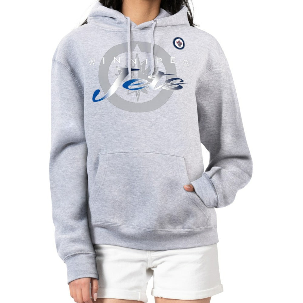 Winnipeg Jets G-III 4Her by Carl Banks Women's Shadow Logo Fleece Hoodie - Gray - NHL 203519916