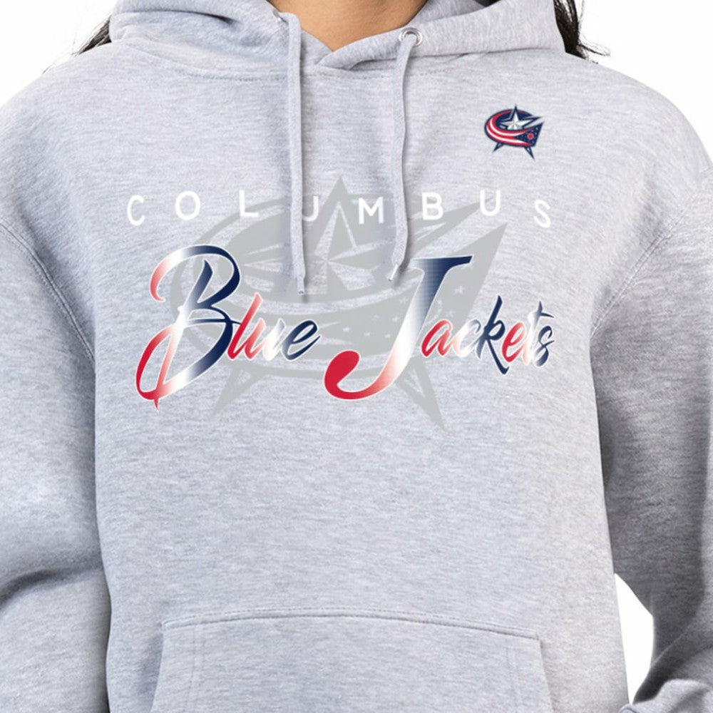 Columbus Blue Jackets G-III 4Her by Carl Banks Women's Shadow Logo Fleece Hoodie - Gray - NHL 203519926