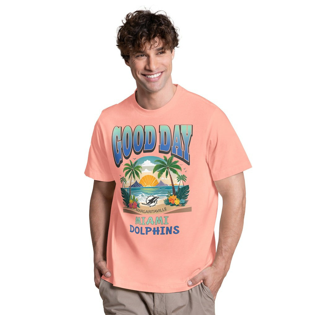 Miami Dolphins Margaritaville Good Day T-Shirt Coral