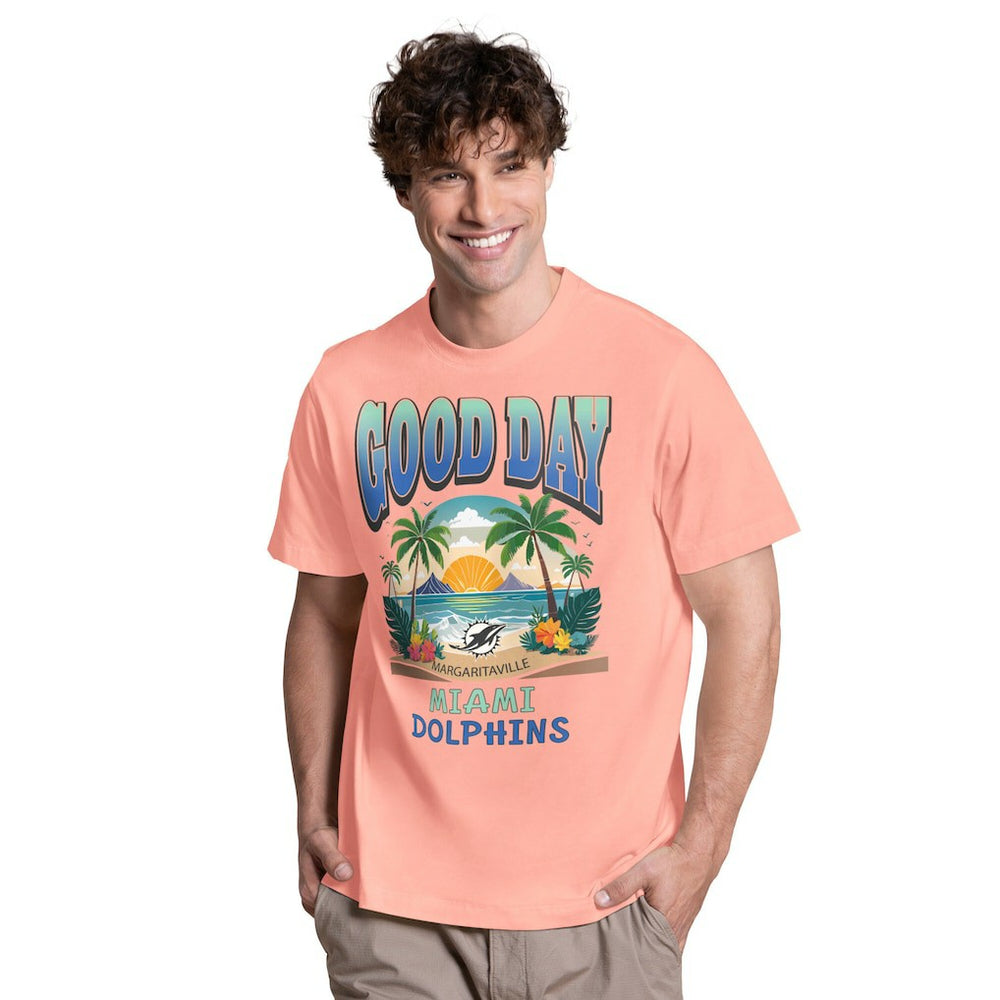 Miami Dolphins Margaritaville Good Day T-Shirt Coral