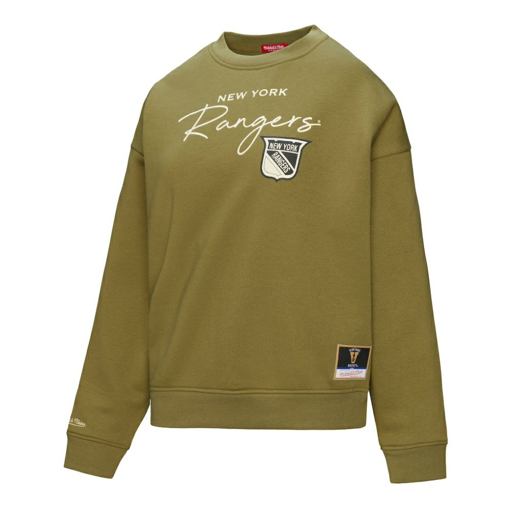 New York Rangers Mitchell & Ness Women's Fleece Sweatshirt - Hunter Green - NHL 203521937