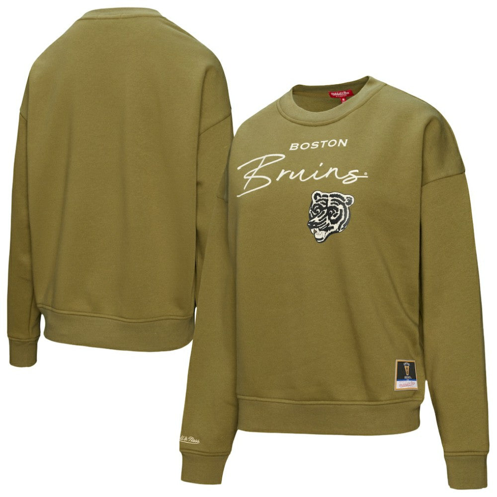 Boston Bruins Mitchell & Ness Women's Fleece Sweatshirt - Hunter Green - NHL 203521938