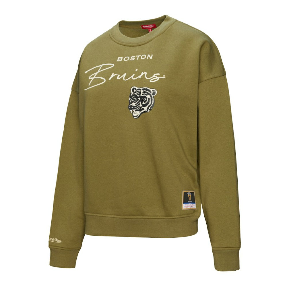 Boston Bruins Mitchell & Ness Women's Fleece Sweatshirt - Hunter Green - NHL 203521938