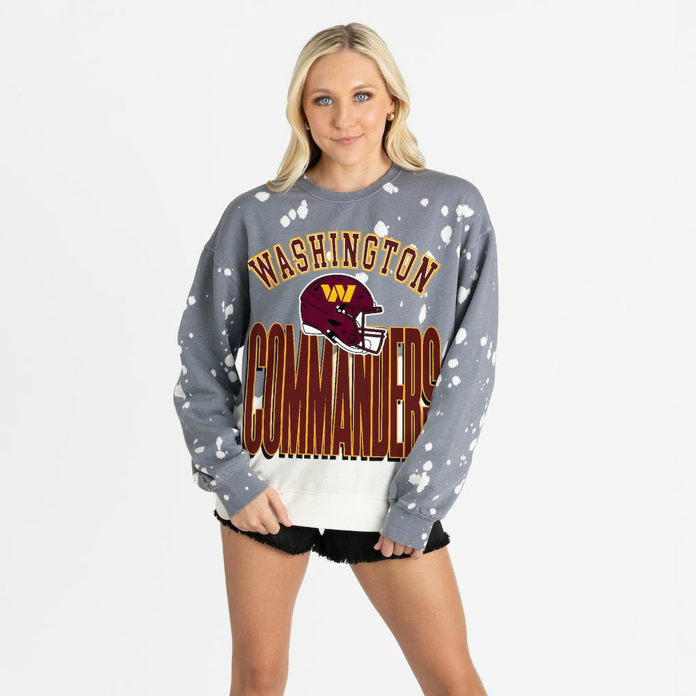 Washington Commanders Gameday Couture Women's Arch Rivals Faded Wash Sweatshirt Gray