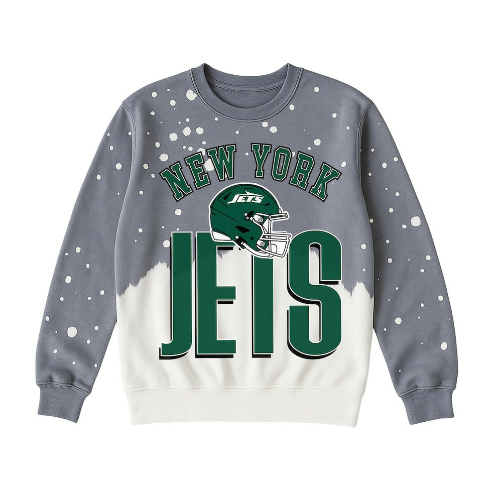 New York Jets Gameday Couture Women's Arch Rivals Faded Wash Sweatshirt Gray