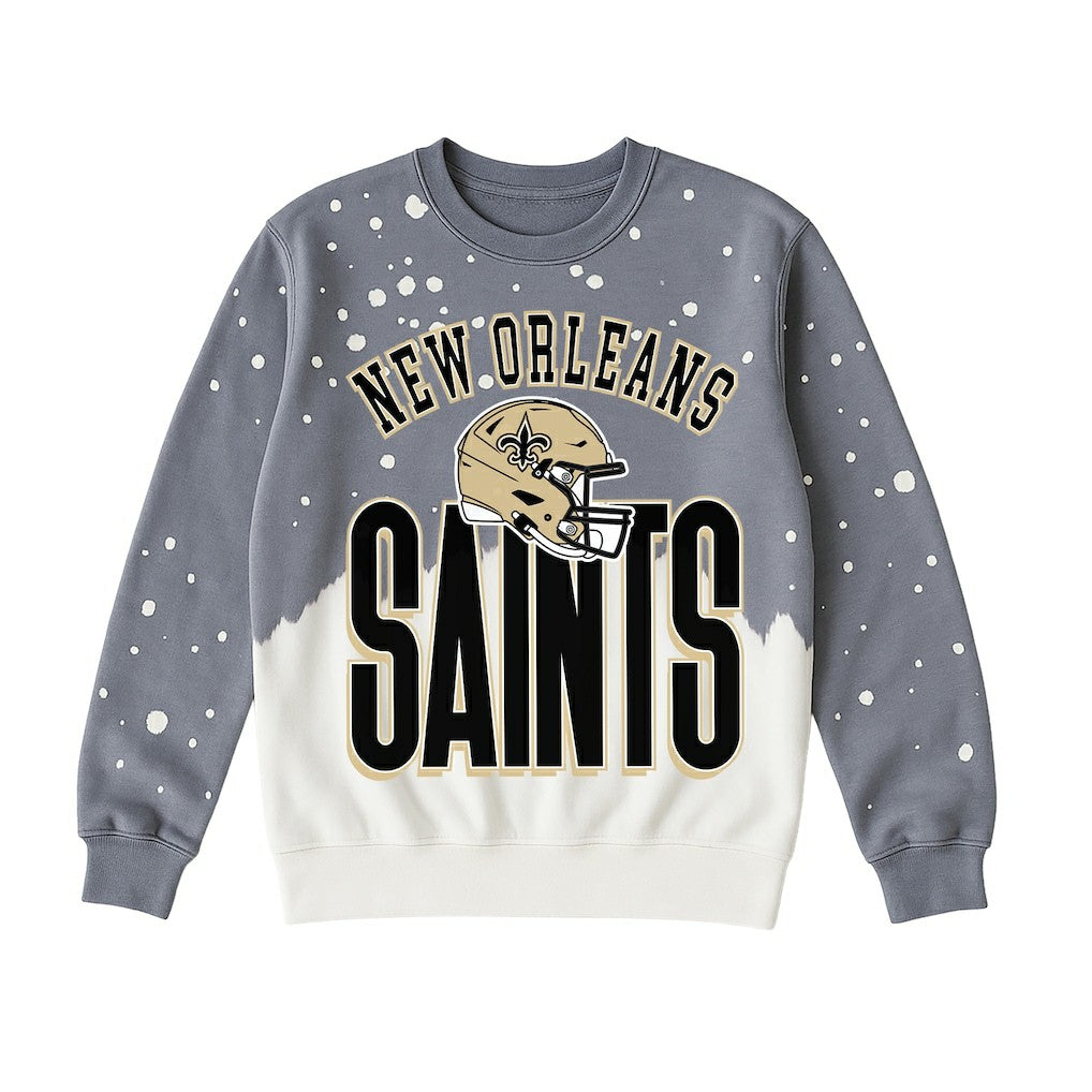 New Orleans Saints Gameday Couture Women's Arch Rivals Faded Wash Sweatshirt Gray