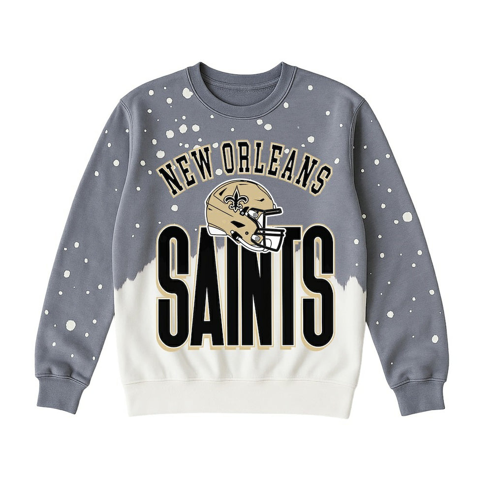 New Orleans Saints Gameday Couture Women's Arch Rivals Faded Wash Sweatshirt Gray