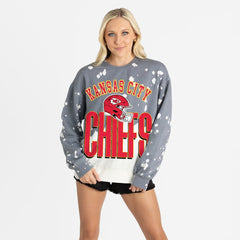 Kansas City Chiefs Gameday Couture Women's Arch Rivals Faded Wash Sweatshirt Gray