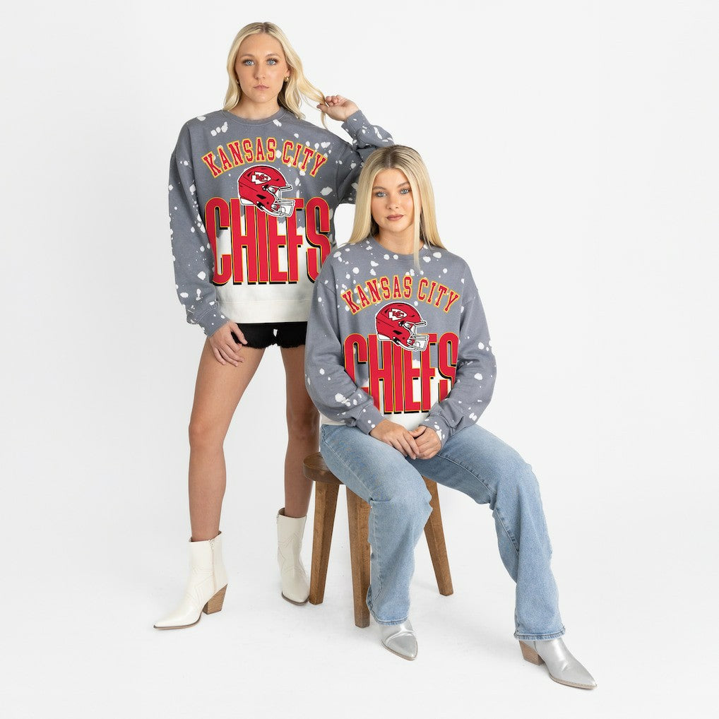 Kansas City Chiefs Gameday Couture Women's Arch Rivals Faded Wash Sweatshirt Gray