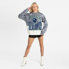 Seattle Seahawks Gameday Couture Women's Arch Rivals Faded Wash Sweatshirt Gray