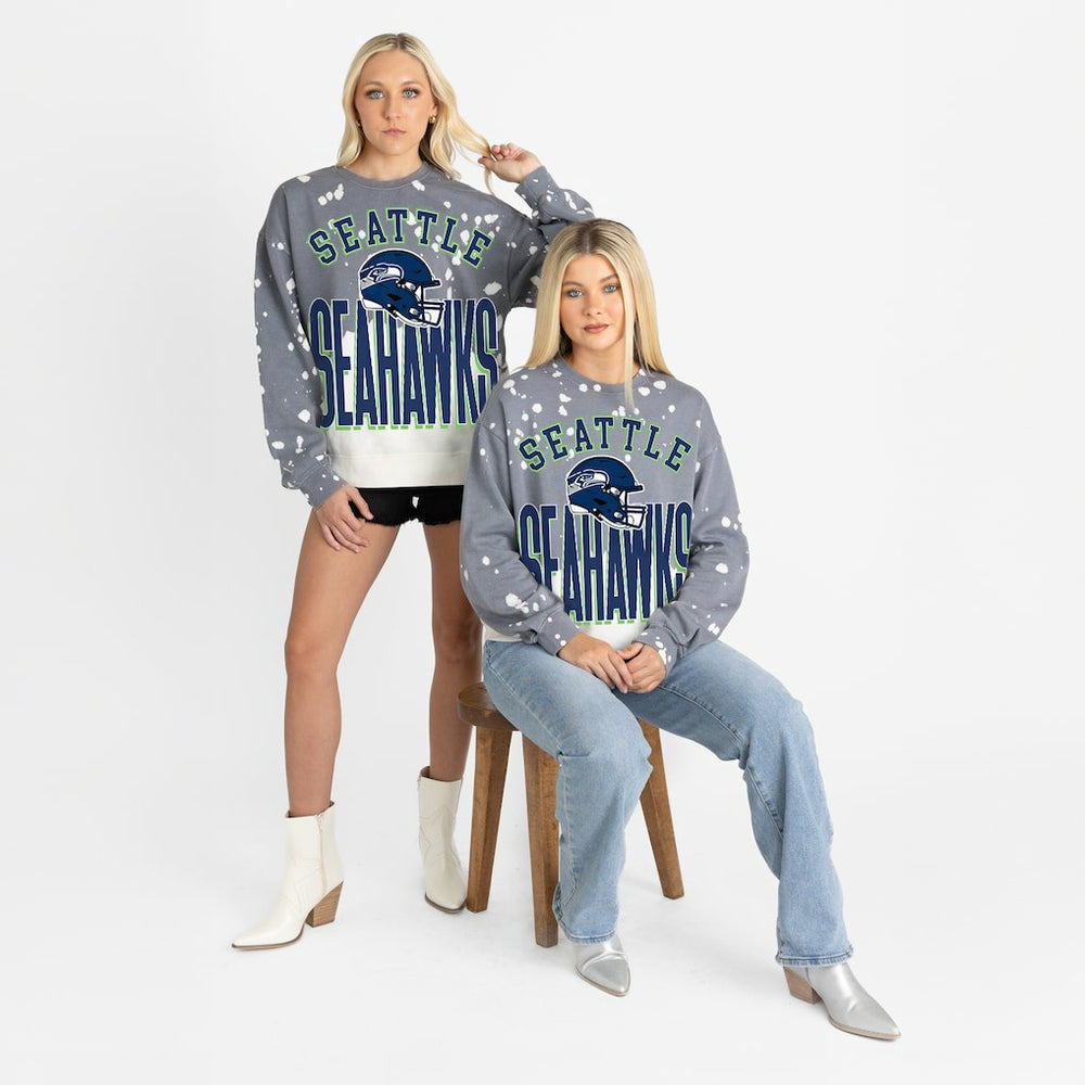 Seattle Seahawks Gameday Couture Women's Arch Rivals Faded Wash Sweatshirt Gray