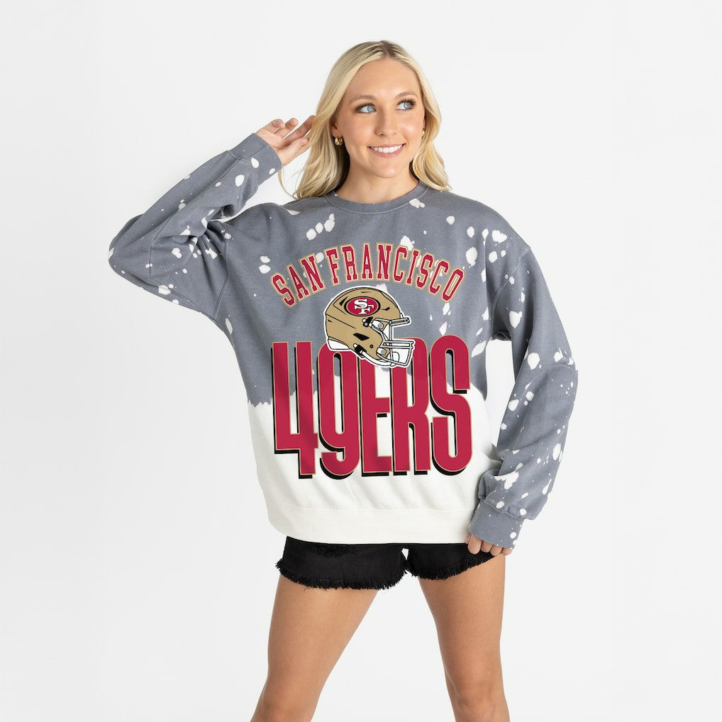 San Francisco 49ers Gameday Couture Women's Arch Rivals Faded Wash Sweatshirt Gray