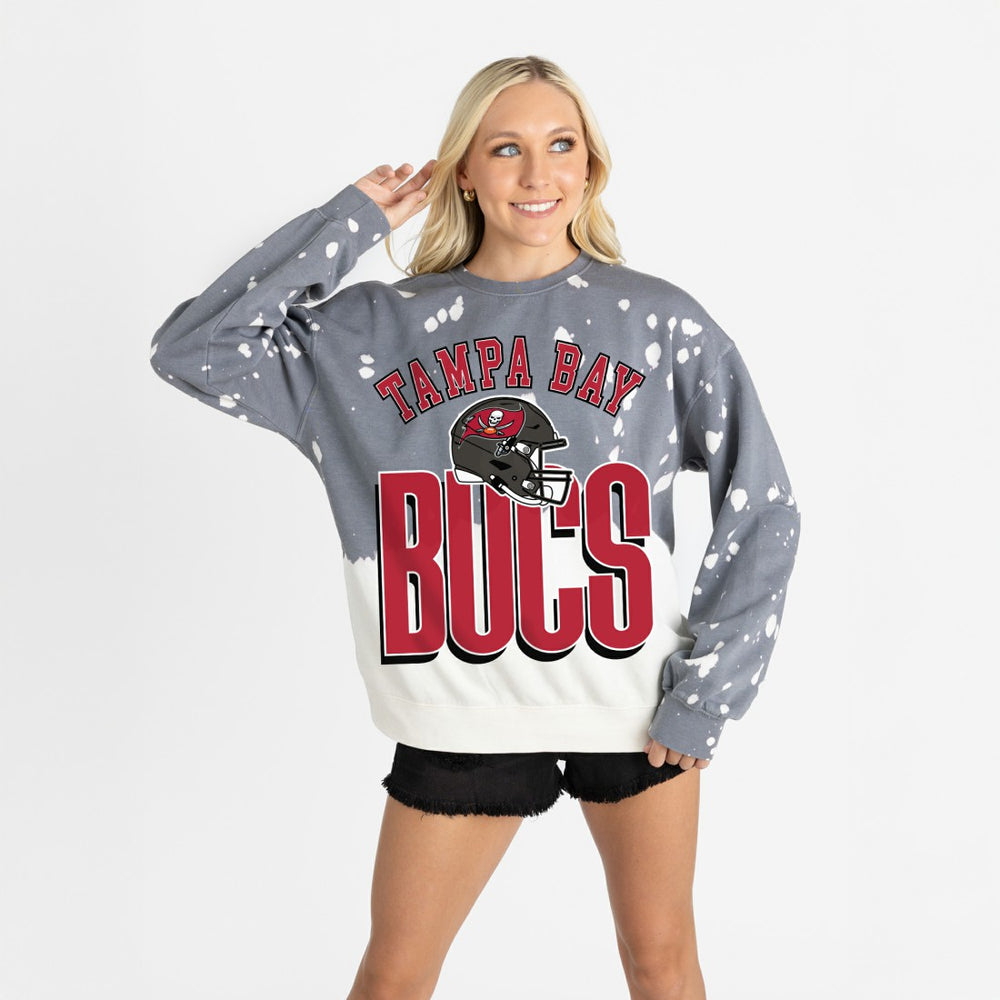 Tampa Bay Buccaneers Gameday Couture Women's Arch Rivals Faded Wash Sweatshirt Gray