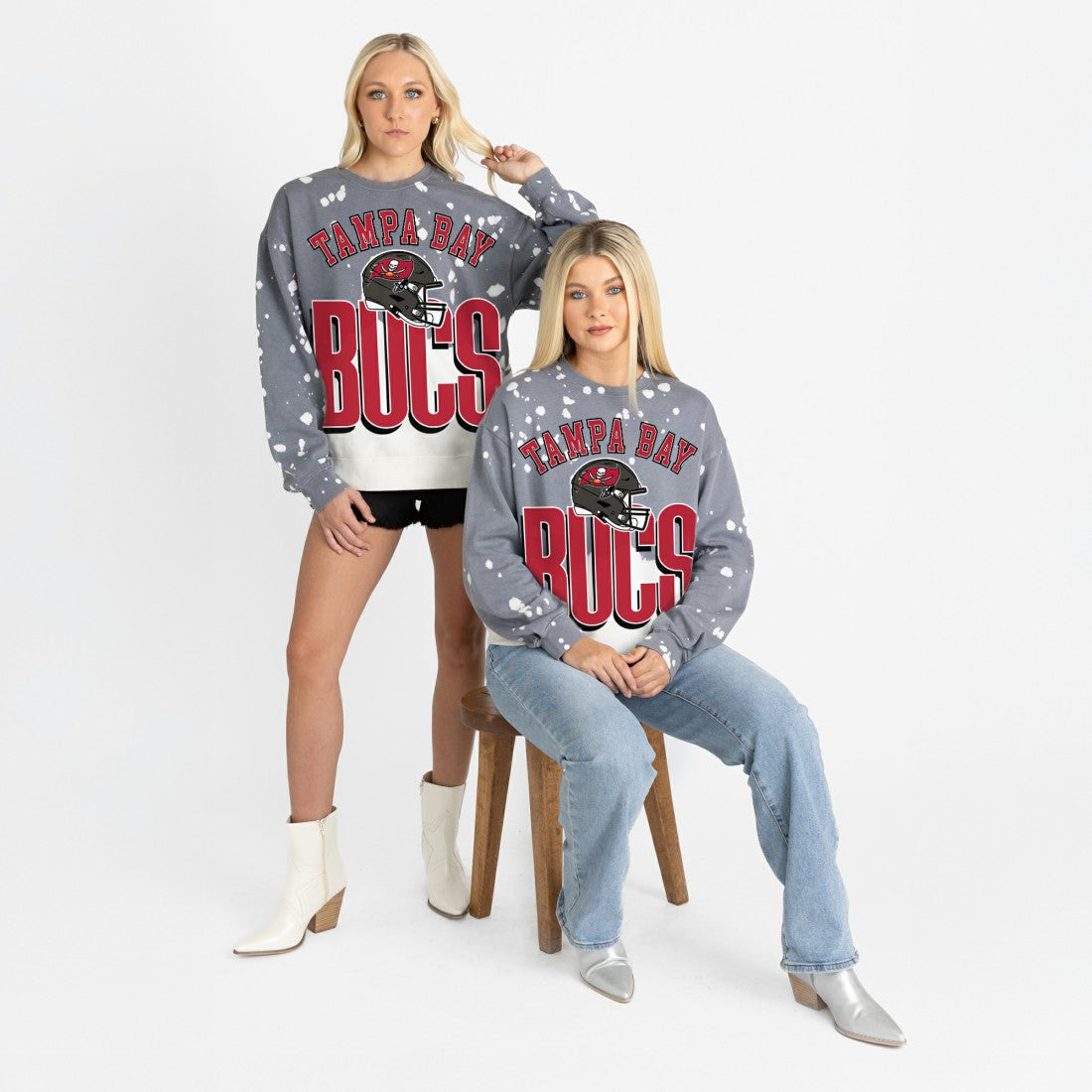 Tampa Bay Buccaneers Gameday Couture Women's Arch Rivals Faded Wash Sweatshirt Gray