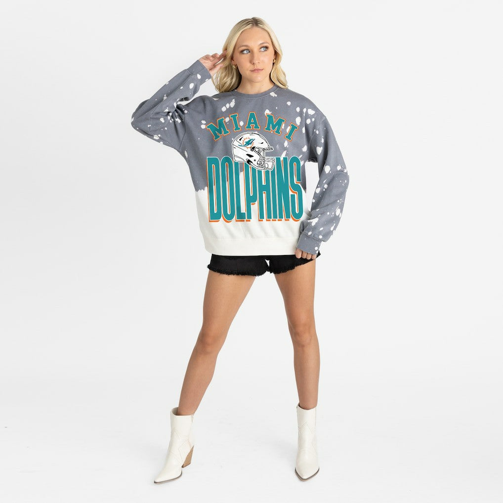 Miami Dolphins Gameday Couture Women's Arch Rivals Faded Wash Sweatshirt Gray