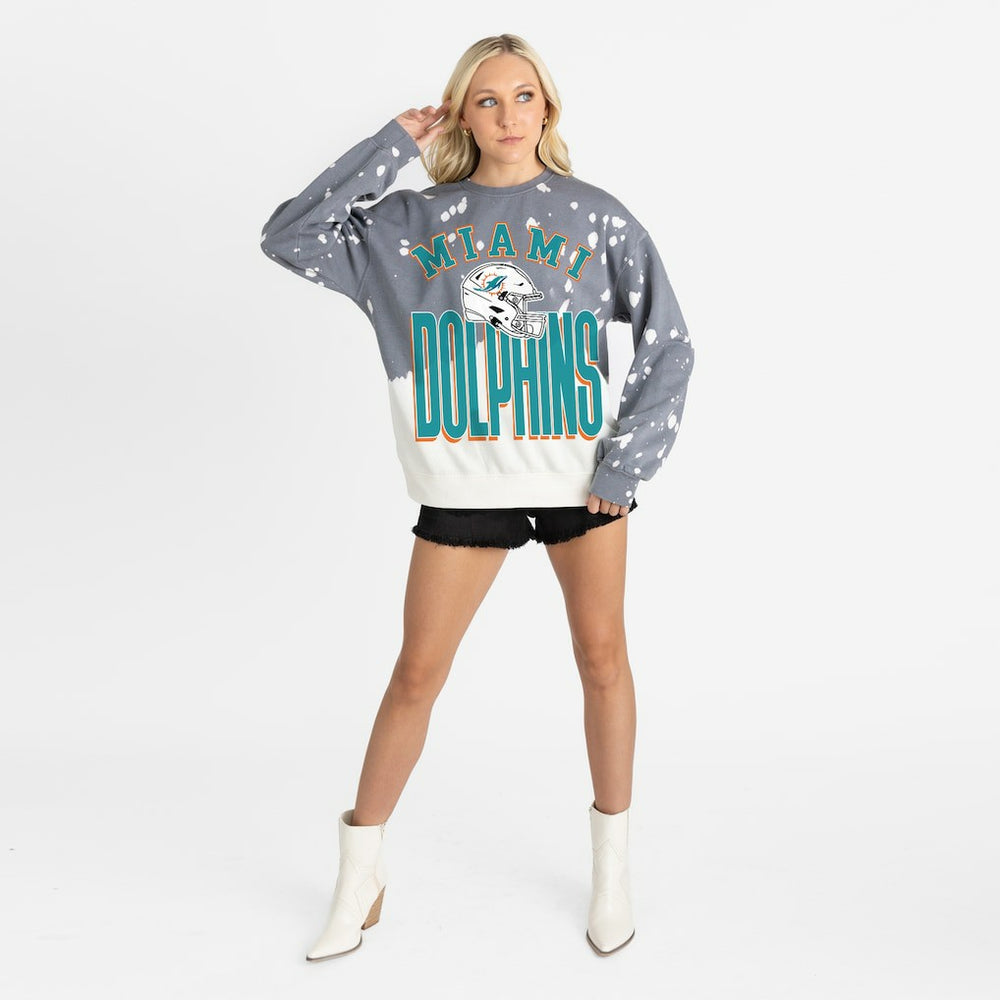 Miami Dolphins Gameday Couture Women's Arch Rivals Faded Wash Sweatshirt Gray