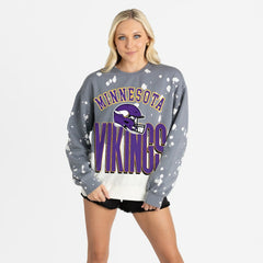 Minnesota Vikings Gameday Couture Women's Arch Rivals Faded Wash Sweatshirt Gray