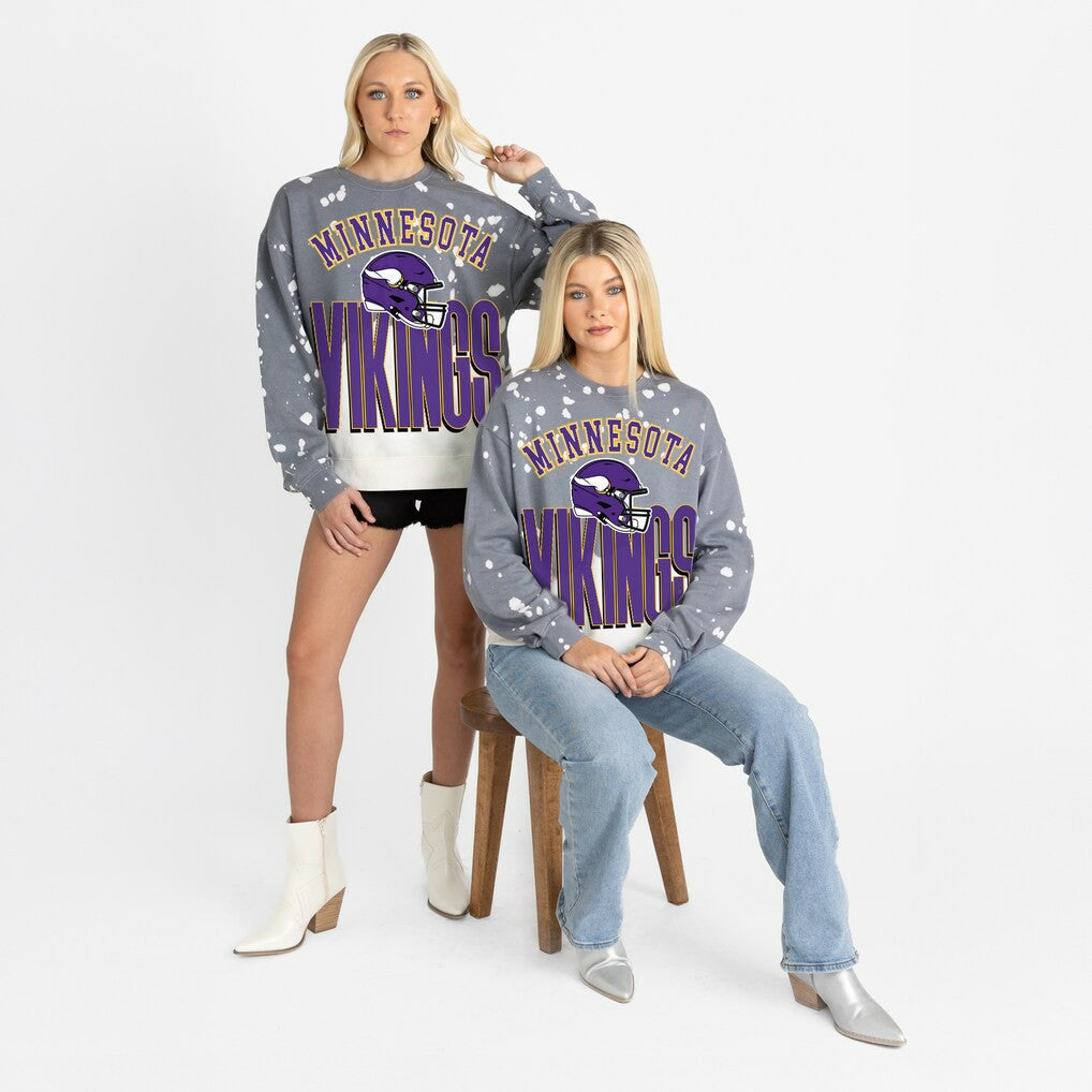 Minnesota Vikings Gameday Couture Women's Arch Rivals Faded Wash Sweatshirt Gray