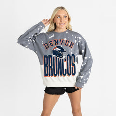 Denver Broncos Gameday Couture Women's Arch Rivals Faded Wash Sweatshirt Gray
