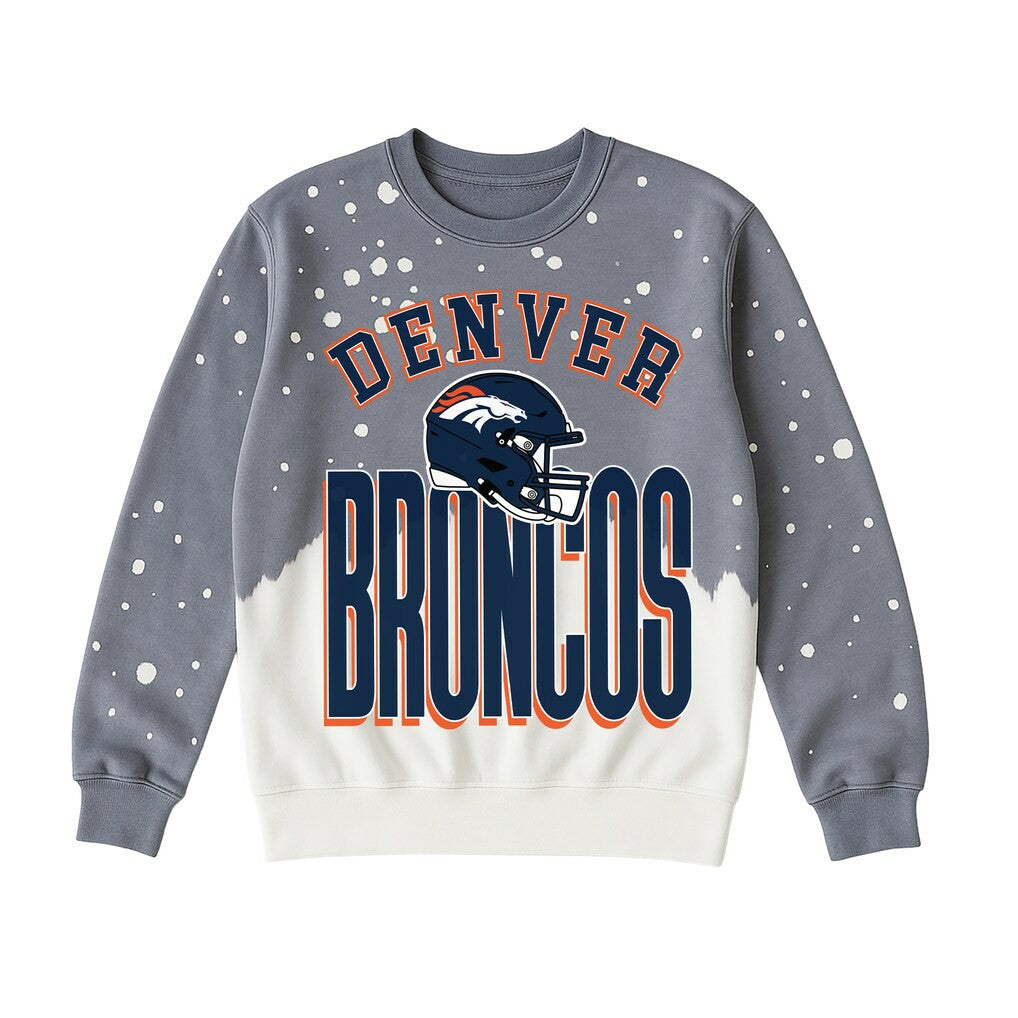 Denver Broncos Gameday Couture Women's Arch Rivals Faded Wash Sweatshirt Gray