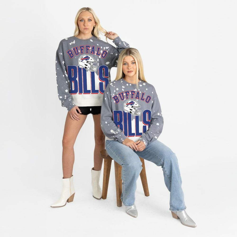 Buffalo Bills Gameday Couture Women's Arch Rivals Faded Wash Sweatshirt Gray