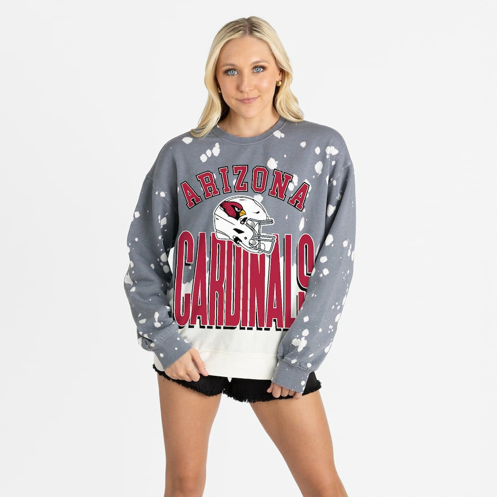 Arizona Cardinals Gameday Couture Women's Arch Rivals Faded Wash Sweatshirt Gray