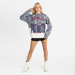 New England Patriots Gameday Couture Women's Arch Rivals Faded Wash Sweatshirt Gray