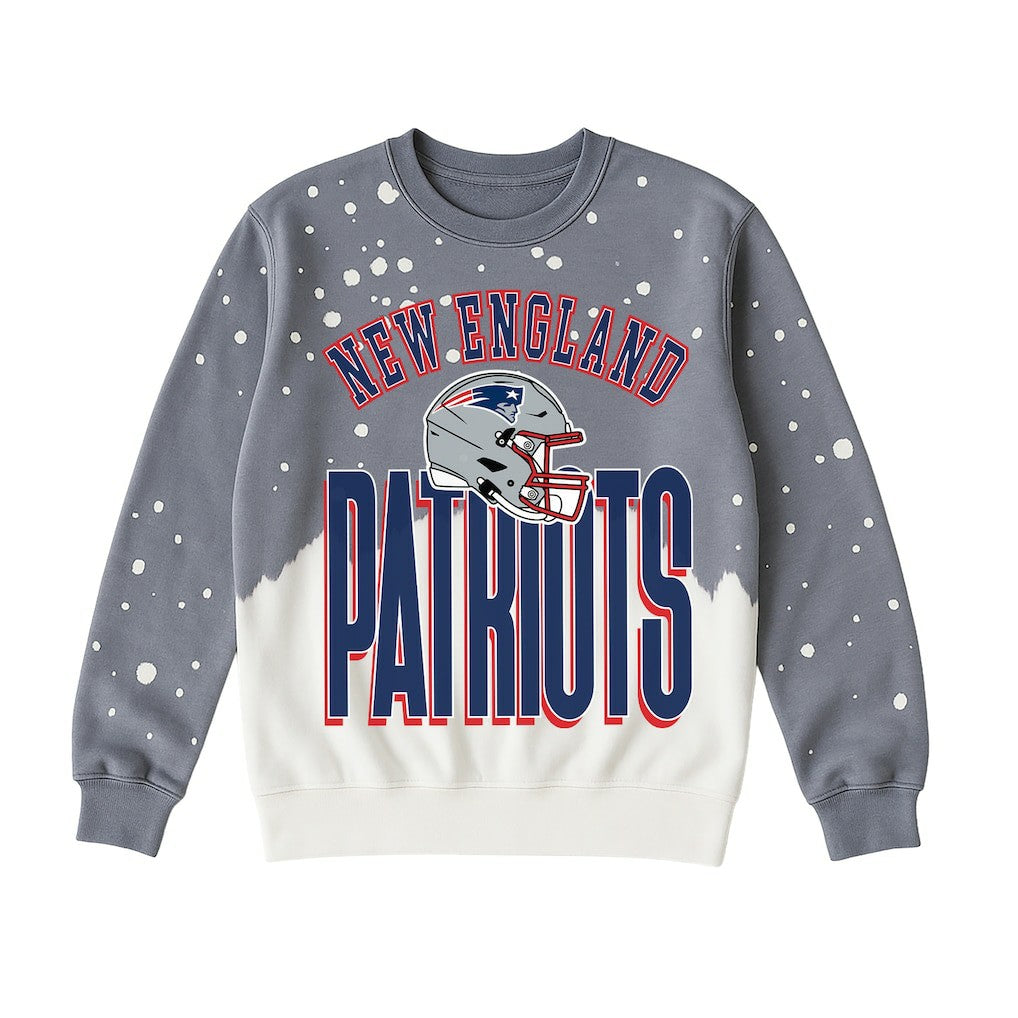 New England Patriots Gameday Couture Women's Arch Rivals Faded Wash Sweatshirt Gray
