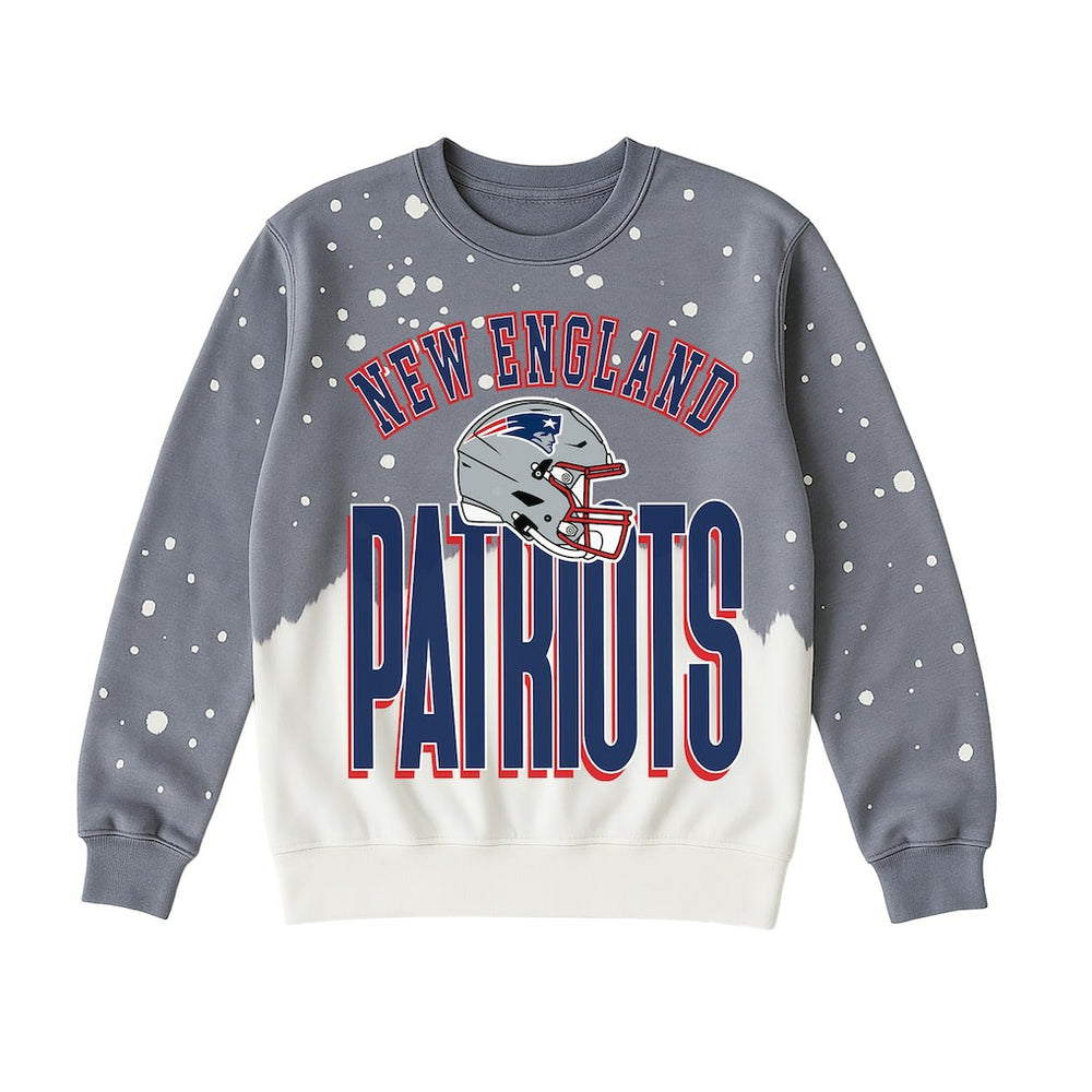 New England Patriots Gameday Couture Women's Arch Rivals Faded Wash Sweatshirt Gray
