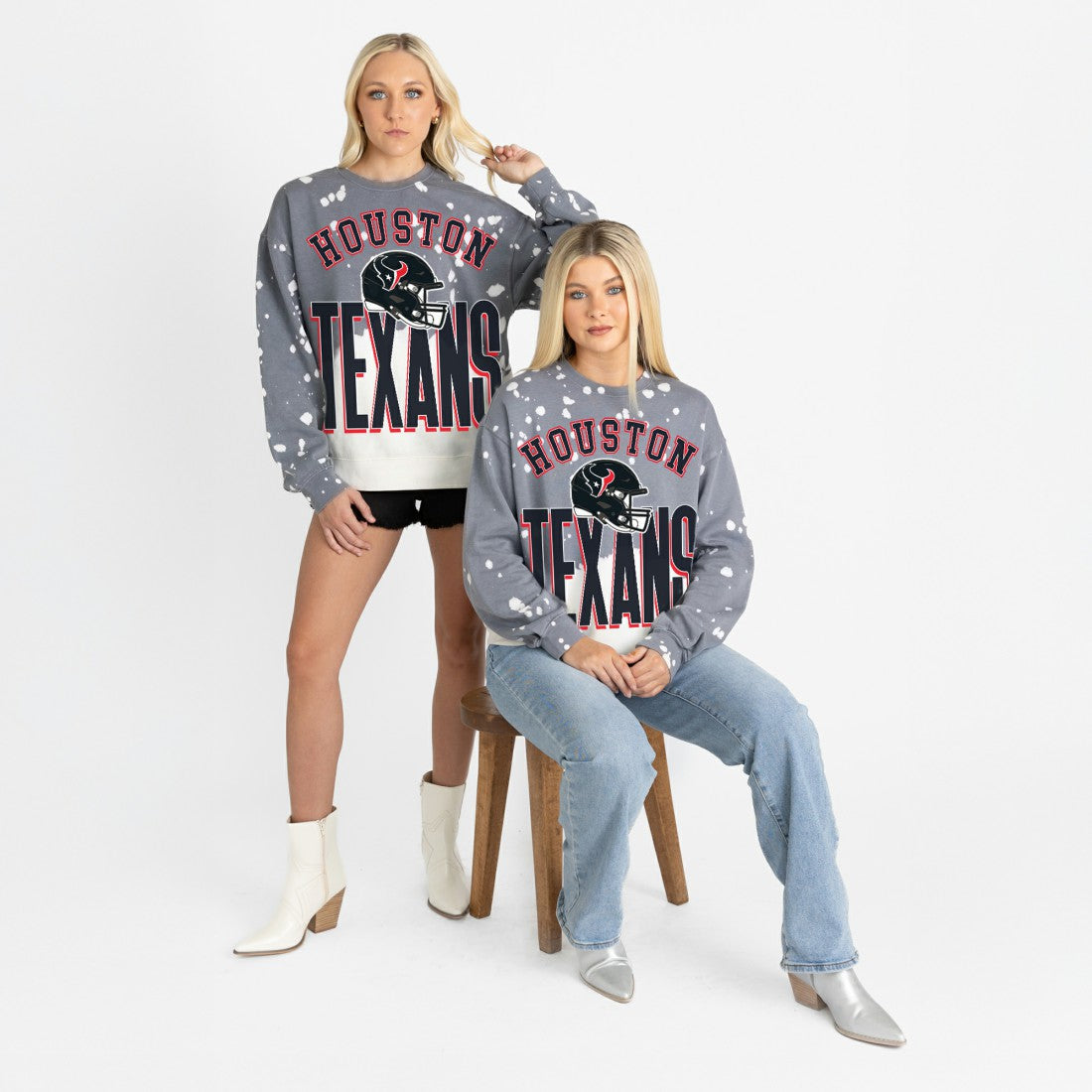 Houston Texans Gameday Couture Women's Arch Rivals Faded Wash Sweatshirt Gray