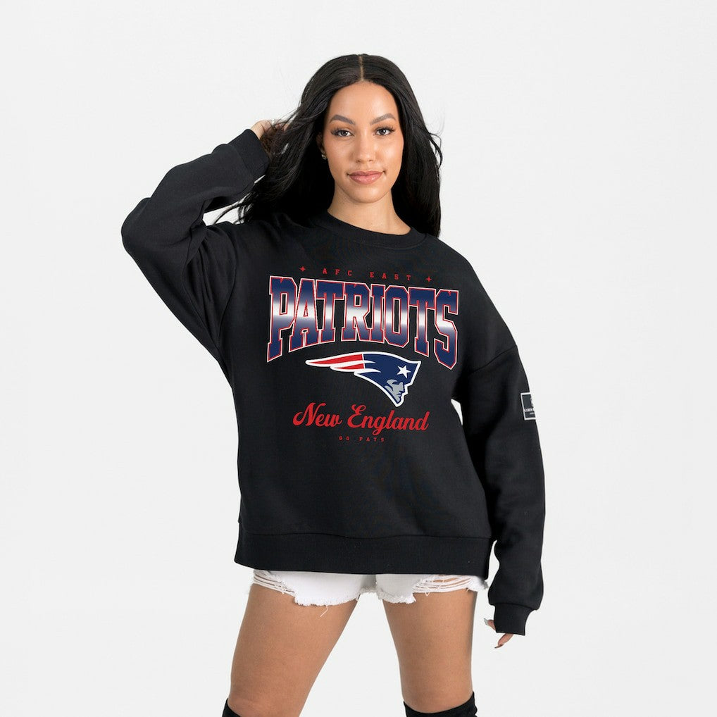 New England Patriots Gameday Couture Women's Powerhouse Play Premium Fleece Sweatshirt Black