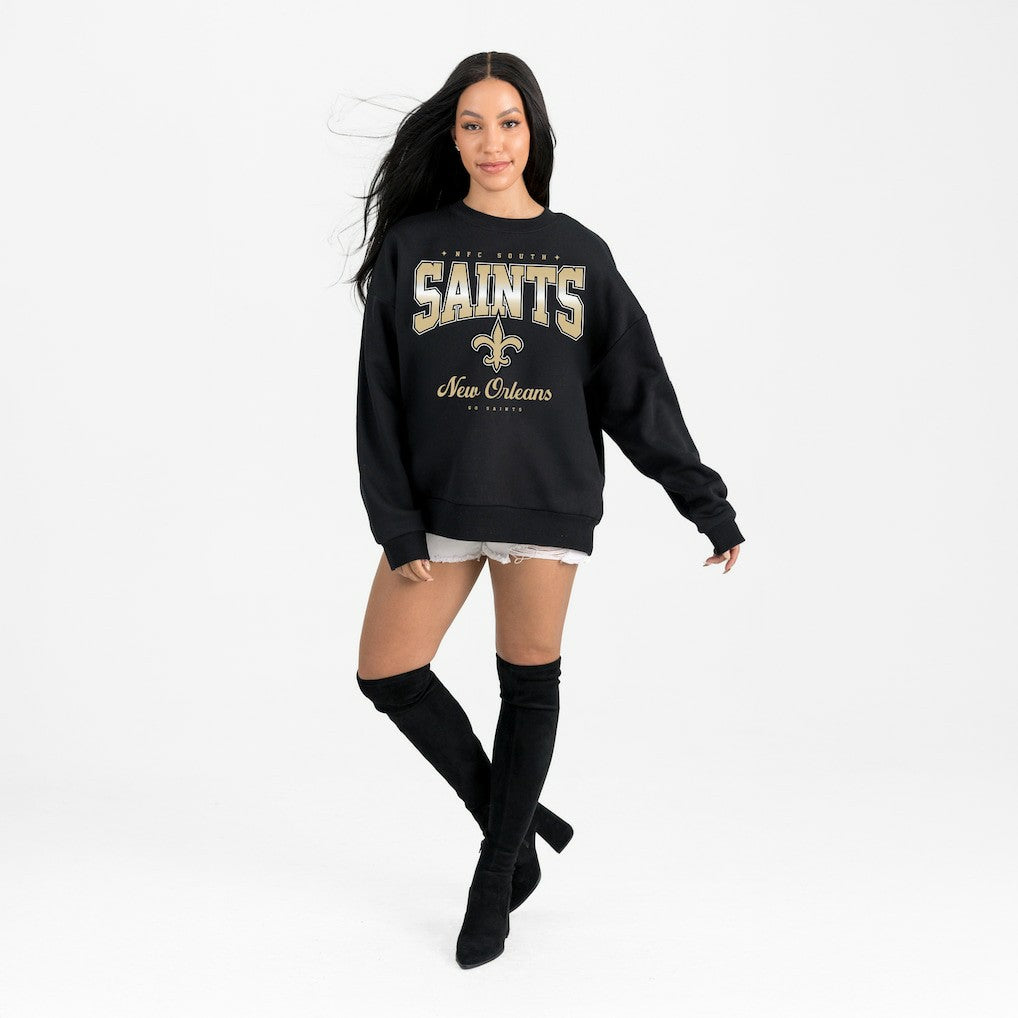 New Orleans Saints Gameday Couture Women's Powerhouse Play Premium Fleece Sweatshirt Black